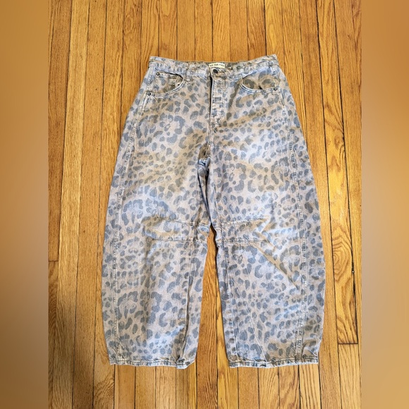 Free People Denim - Free People Leopard Print Barrel Jeans